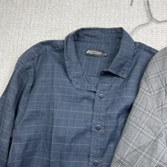 Lot x2 Mountain Ridge Button Up Shirt Mens L Blue & Grey Plaid Long Sleeve - Picture 4 of 10